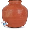 The Kumbhar Terracotta Clay Water Pot 12 litres | Earthenware Pot for Storing Water with Lid | Mitti ka Matka 12 litres | Pani ka ghada | Matki with Tap & Lid