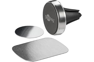 Goobay 38685 zestaw uchwytów magnetycznych/uchwyt na telefon komórkowy do kratki wentylacyjnej/uniwersalny/smukły design do smartfona uchwyt samochodowy czarny/srebrny