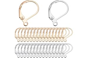 SUNNYCLUE 1 scatola 60 pezzi Placcato Oro Reale 18k e 925 risultati di Orecchini A Leva Placcati In Argento Sterling Ganci Posteriori A Leva Frech Leverback Earwires Gancio per Orecchini A Leva per Cr