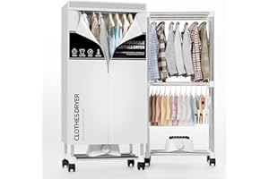 Kiseely Clothes Dryer, Portable Drying Machine with Timer, 60inch Laundry Drying Wardrobe with Large Capacity, Electric Dryer/Rack for Home | Appartments (Grey DQ5)