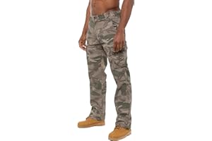BRAND KRUZE Mens Cargo Combat Trousers KZ116 Camouflage Green Camo Summer Pants Jeans All Waist Sizes