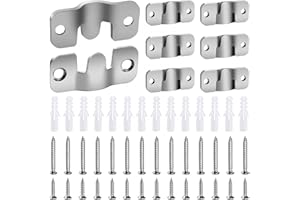 VooGenzek 14 Sztuk Ukryty Wspornik MontaŻowy, Blokujący Hak do Ramki na Zdjęcia, Haczyki do łączników Meblowych ze Śrubami 28, do Ramki na Zdjęcia, Ramki lusterek, Srebrny 44 x 19 mm