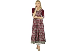 Bimba Frauen Anarkali Kurti Indian Ethnic 3/4 Ärmel Baumwolle Kurta Bluse