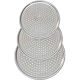 5DM &Ccedil;elik Delikli Pizza Tepsisi, 3 Boy 28-32-36 cm, Lahmacun Pide Tepsisi, Paslanmaz &Ccedil;elik, Gri