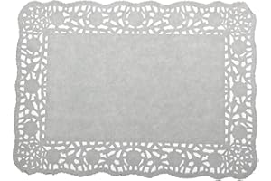 LJY 100 Pieces White Lace Rectangle Paper Doilies Cake Packaging Pads Wedding Tableware Decoration (8 x 12 inch)
