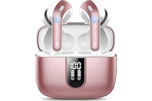 IKT Auriculares Inalámbricos Bluetooth, Auriculares Bluetooth 5.3, 4 Mic con Reducción de Ruido ENC, 50H con Graves, Cascos Inalambricos Bluetooth IP7 Impermeable, Carga Rápida USB-C, Ajuste Cómodo