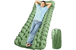 MIGHTYDUTY Matelas Camping Autogonflant Pompe IntéGrée avec Épais Oreiller Matelas Pneumatique Ultraléger Gonflable pour Plage Trekking Voyage Tente (Vert)