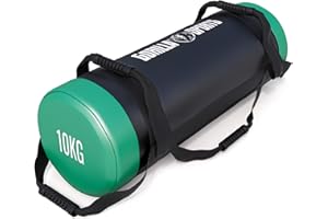 Gorilla Sports Fitness Power Bag - Poids de 5/10/15/20/25/30 kg, Rempli, avec 6 Poignées Antidérapante, en Similicuir - Sac de Sable Musculation, Sacs à Lesté, pour Entraînement, Sandbag, Force, Gym