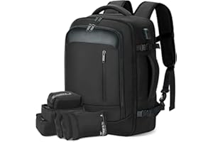 Lekeinchi Zaino Ryanair 40x20x25 (35L) | Zaino da Viaggio Aereo Bagaglio a Mano per Viaggi con Scomparto Umido - Zaino 40x30x20 con 6 Bolsas Organizadoras - Affari Vacanze Scuola - Nero
