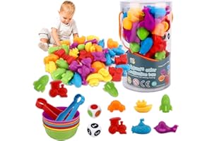 vvhippo Spielzeug Ab 3 Jahre, 48 Stück Montessori Spielzeug Ab 3 4 5 6 Jahre, Zählen Spiel Lernspiele mit Passenden Sortierbechern und Pinzetten (Dinosaurier Version) (ZJWJ-QC)