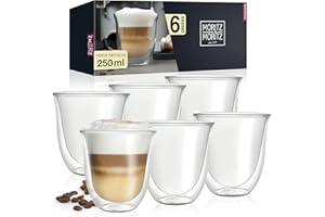 Moritz & Moritz Barista Napoli 6x Vasos de Cappuccino de doble pared de 250 ml - Vasos de doble pared para café, té o postre - Aptos para el lavavajillas