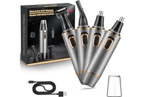 AREYZIN Nose Hair Trimmer for Men,4 in 1 Rechargable Nose Trimmer Men 2025 Professional Upgrade Painless Noses Hair Trimmer Dual Edge Blades with IPX7 Waterproof for Easy Cleansing,Grey Gold