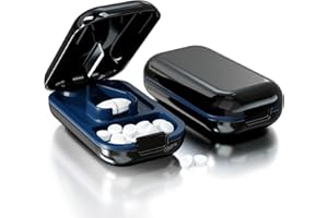 Bathola Tablettenteiler, Pillenschneider für Klein oder Groß Pillen Vitamin-Tabletten, Tragbarer Taschen Pillenzerkleinerer für Unterwegs,Schwarz