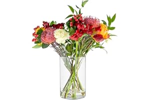 ‎TREND FOR HOME TREND FOR HOME Duży Wazon na Kwiaty Szklany Cylinder W: 21.5 cm Wysoki Wazon Dekoracyjny Okrągły Lampion Świecznik Pojemnik Dekoracyjny na Lampki Szkło Przeźroczyste | Ø 13.5 cm | Fleur