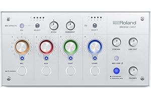 Roland BRIDGE CAST Dual Bus Gaming Mixer | Professionelles Audio-Streaming-Interface und Mixer für Online-Gamer | 32-Bit Hardware-DSP | USB-C Verbindung für Windows & Mac | Ice White