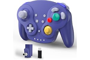 miadore Contrôleur NGC sans fil, 2.4GHz NGC Switch Contrôleur en ligne, compatible avec GAMECUBE/Switch/PC Windows/Mac OS/Raspberry Pi (violet)