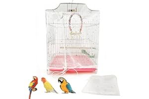 YANMUCY Housse universelle pour cage à oiseaux avec cordon de serrage réglable Cage à oiseaux Attrape-graines pour perroquet 300 x 40 cm