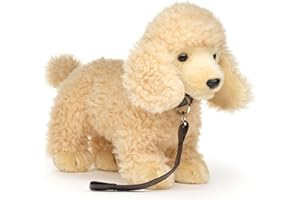 Uni-Toys - Barboncino di albicocca, in piedi (con guinzaglio) – 30 cm (lunghezza) – cane di peluche – peluche