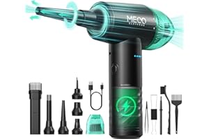 MECO ELEVERDE Compressed Air Duster & Mini Vacuum Cleaner 4in1, MECO 3 Gear 110000RPM Electric Air Blower, 13000PA Keyboard Cleaner,Rechargeable Handheld Vacuum Cordless Air Duster for PC/Computer/Keyboard/Sofa/Car
