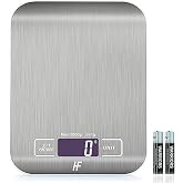 HomeFashion Kitchen Scales Kitchen Scale Digital Kitchen Scale with LCD Display, Stainless Steel, Multifunctional Food Scale