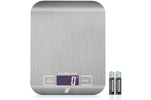 HomeFashion digital köksvåg 5 kg 1 g 11 lb med plattform i rostfritt stål, LED-display, precisionsvåg för mat till kök, matlagning, bakning, hem och kontor