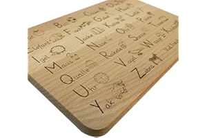 Das Frühstücksbrett aus Buche Holz zum Lernen - Geschenkidee zum Schulanfang (ABC)