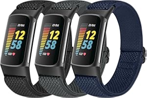 TumpCez Elastic Nylon Strap Only Compatible with Fitbit Charge 5 Straps, Soft Stretchy Adjustable Breathable Comfortable Fabric Band Sport Replacement Straps for Women Men