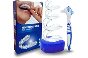 NEXORA Férula de Descarga para Bruxismo 4 Piezas y 2 Tamaños, Incluye Cepillo, Protector Bucal para Dormir, Nocturno, Anti-Ronquidos,bruxismo dental noche,Cuidado Dental (Cepillo Doble Cabeza)