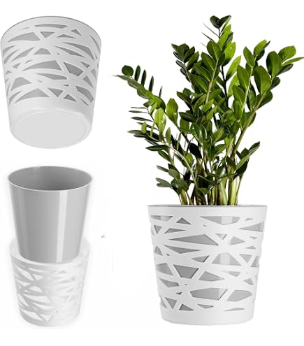 Vaso tondo rigato con inserto rimovibile h 46, 57 cm