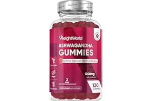 WEIGHTWORLD Ashwagandha Gummies 1200mg, 120 Gommes Vegan Ashwagandha au Goût Framboise, Ginseng Indien Withania Somnifera pour 2 Mois - Alternatives aux Gélules et Comprimés
