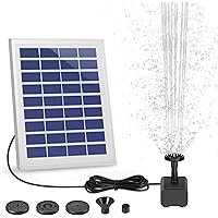 Solar Springbrunnen Solarpumpe, KNMY Solar Teichpumpe 2W Solarpanel, 80 cm Förderhöhe Luftpumpe mit 6 Fontänenstile für…
