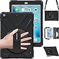 BRAECN iPad Air Shockproof Case [Heavy Duty]Full-body Rugged Protective Case with a 360 Degree Swivel KickStand / a Hand Strap / a Shoulder Strap for Apple iPad Air (Black)