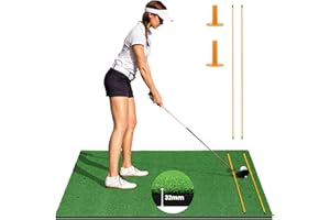 GOPLUS Tapete de Golf para Golpes, Tapete de Césped Artificial para Interior y Exterior, Alfombrilla de Golf con 2 Varillas de Alineación y 2 Tees para Amantes y Principiantes