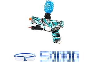 AZJ Gel Blaster Gun Toy for Kids - Premium Quality with New Manual & Automatic Fire - Play on Rechargeable Battery with & Googles - 7-8 mm Luminous Balls (Glokk, Aqua with Laser Aim)