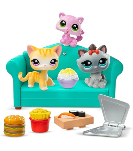 Figurine Mini Animaux LPS - Cocker, Dogue Allemand, Chat, Etc. Avec Accessoires, Jouet Collection Pour Enfants