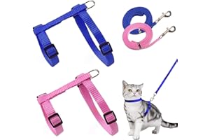 GRANTOP 2 arneses ajustables de nailon para gatos, color azul y rosa