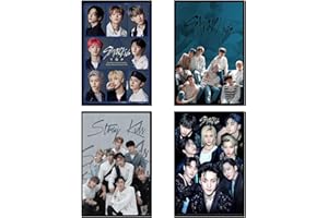 NEBULANOVA Lot de 4 posters sur toile Kpop Stray Kids - Poster sur toile - Art mural - Impression décorative - Pour salon et chambre à coucher - Sans cadre - 20 x 30 cm