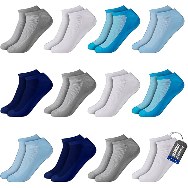 12 Paires Chaussettes Invisibles Lurensa - Coton, Silicone Antidérapant, Confortables, Pour Garçons/filles