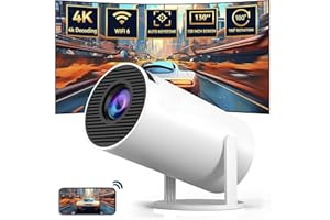 UCMDA Mini Projecteur Portable 4K - Vidéoprojecteur Intelligent 200 ANSI avec WiFi 6, BT 5.0, 130 Pouces, Video Projecteur Retournement à 180 Degrés, Auto Keystone