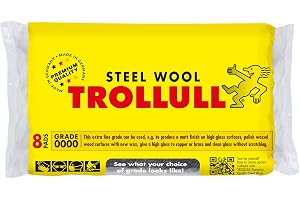 TROLLULL stålull extra fin 0000, polerar vaxat trä, koppar och mässing, matterar ytor, rengör glas, 8 kuddar 200g