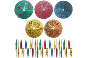 30 Pezzi Ombrellini da Cocktail in Bambù - 10 cm (3,9 pollici) Stuzzicadenti Colorati per Drink Tropicali, Cupcake, Bar Tiki, Feste in Piscina, Luau ed Eventi Estivi - di Mobi Lock