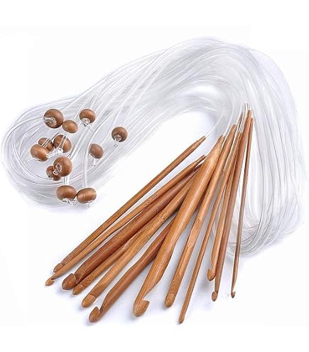 Graplan 12 Pezzi Set Uncinetto Afgano Tunisino in bambù, Uncinetti Circolari Ferri di Bambù Carbonizzato Set, 3 mm a 10 mm Ferri da Maglia per Principianti ed Esperti ed Maglioni ed Sciarpe