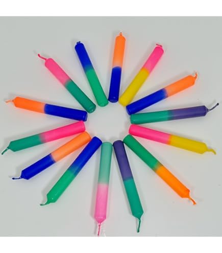 DIP DYE Lot De 5 Bougies Multicolores Avec Dégradé De Couleur