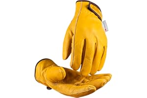 toolant Winter Leather Work Gloves, Warm Thinsulate Lining for Cold Weather Work, 100% Full Grain Cowhide with Abrasion and Puncture Resistance, Size Large