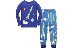 Colobe Jungen Schlafanzug Astronaut Hai Platz Langarm Zweiteilig Pyjama Kinder Baumwolle Schlafanzüge Set Winter Weihnachten Nachtwäsche Größe 1-12 Jahre