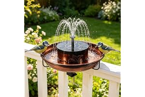 Deck Mounted Metal Bird Bath with Solar Fountain, Oval Clamp-On Bird Bath for Railing up to 3.9 Inch, Adjustable Balcony Birdbath for Patio Garden Yard Deck