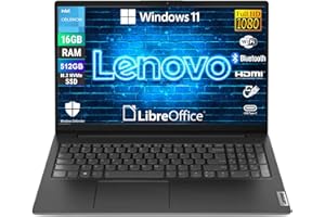 Lenovo, Notebook Pc Portatile, Display 15,6" Full HD, Intel N4500 2 Core Fino a 2.8 Ghz, Ram 16 GB DDR4, 512 GB SSD NVMe, Win 11 Pro, Pronto all'uso