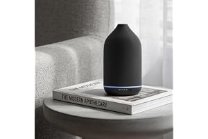 SALKING Aroma Diffuser Keramik Diffusor för eteriska oljor - Doftoljediffusor Ultraljud BPA-fri med justerbar dimma-läge, automatisk avstängning för hemmet, kontoret, yoga 200 ml