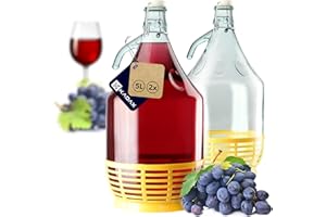 ‎KADAX KADAX Weinballon 5L, Glasballon für Wein 2 stück, Weinfass aus glas, Gärballon, Fass für Wein aus Glas, Bügelflasche mit Korb, Gärbehälter für Wein, Glasgärballon