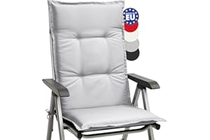 Beautissu cojín para sillas de Exterior, tumbonas, mecedoras o Asientos con Respaldo Alto Base HL 120x50x6 Placas compactas de gomaespuma - Gris Claro